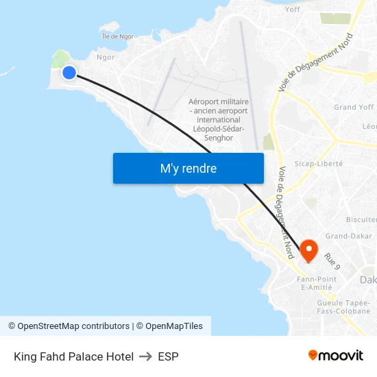 King Fahd Palace Hotel to ESP map