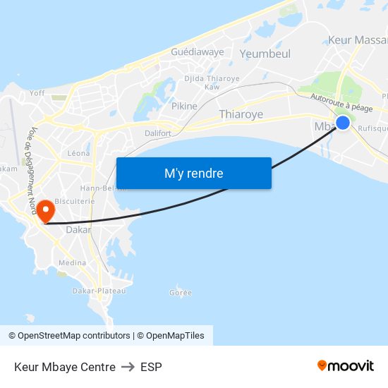 Keur Mbaye Centre to ESP map