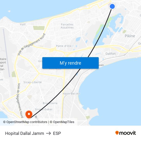 Hopital Dallal Jamm to ESP map