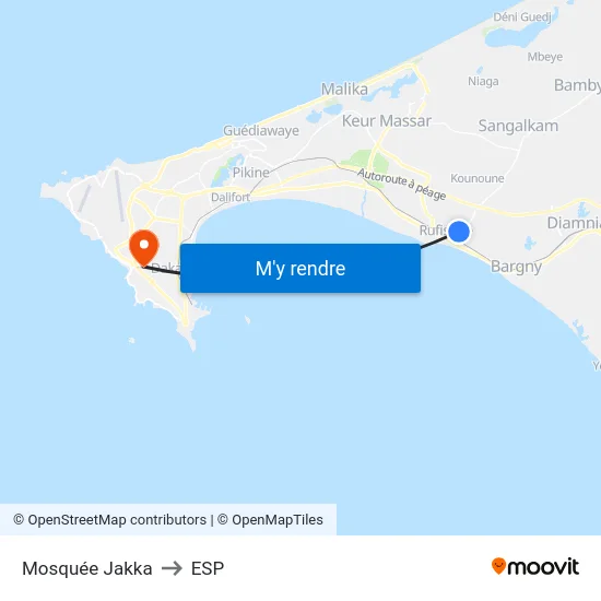 Mosquée Jakka to ESP map