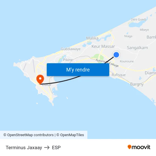 Terminus Jaxaay to ESP map