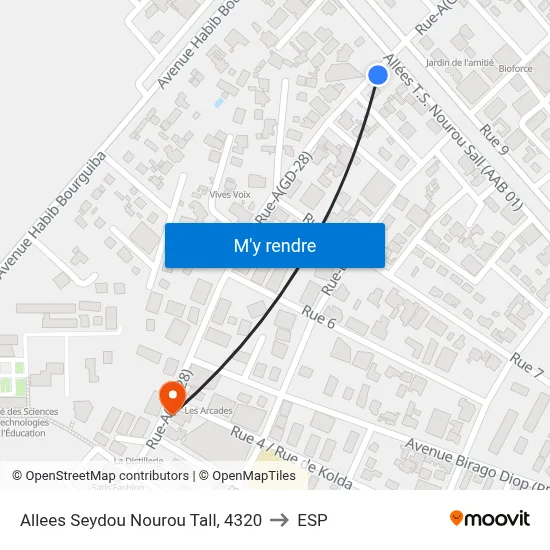 Allees Seydou Nourou Tall, 4320 to ESP map