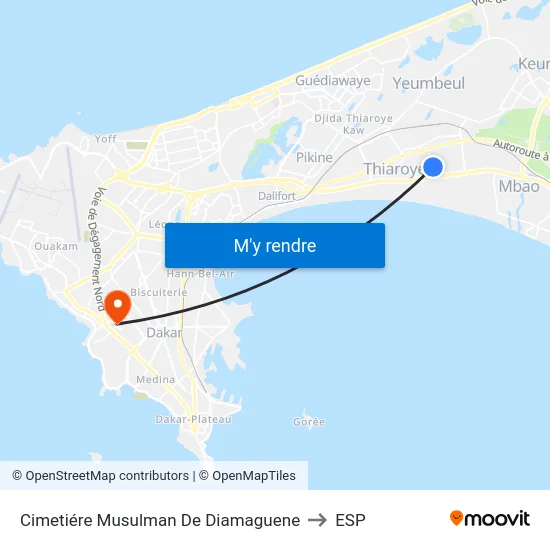 Cimetiére Musulman De Diamaguene to ESP map