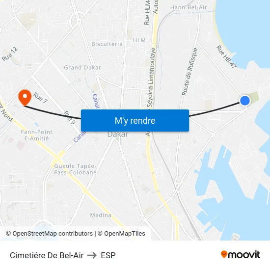 Cimetiére De Bel-Air to ESP map