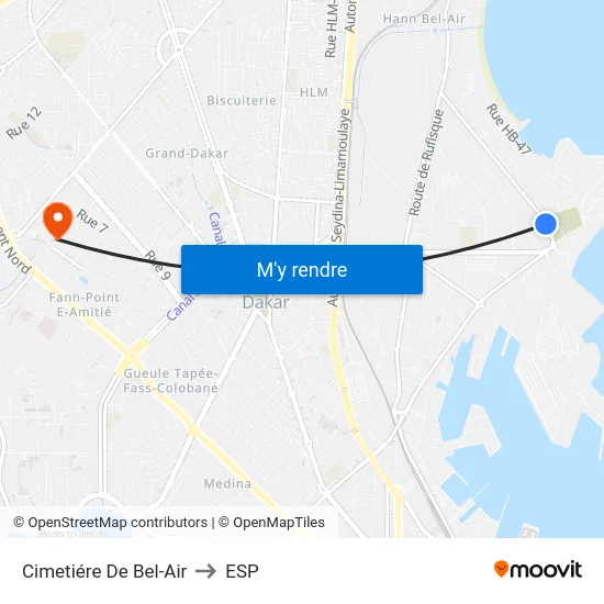 Cimetiére De Bel-Air to ESP map