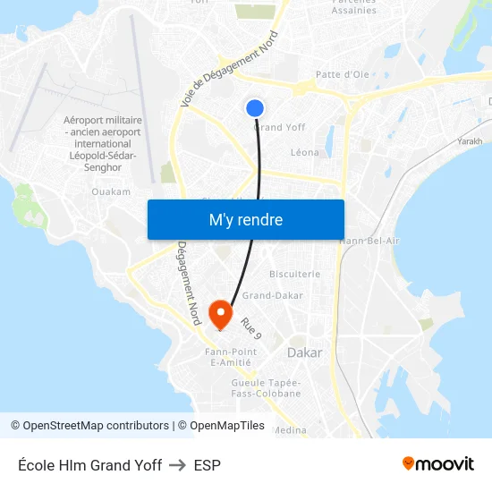 École Hlm Grand Yoff to ESP map