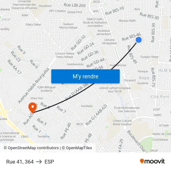 Rue 41, 364 to ESP map