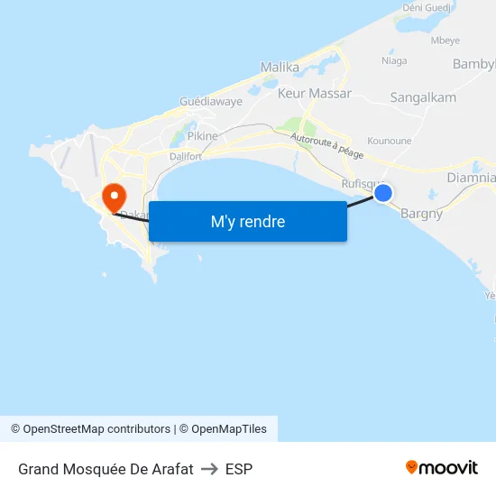Grand Mosquée De Arafat to ESP map