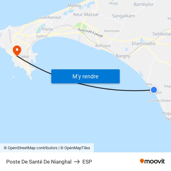 Poste De Santé De Nianghal to ESP map