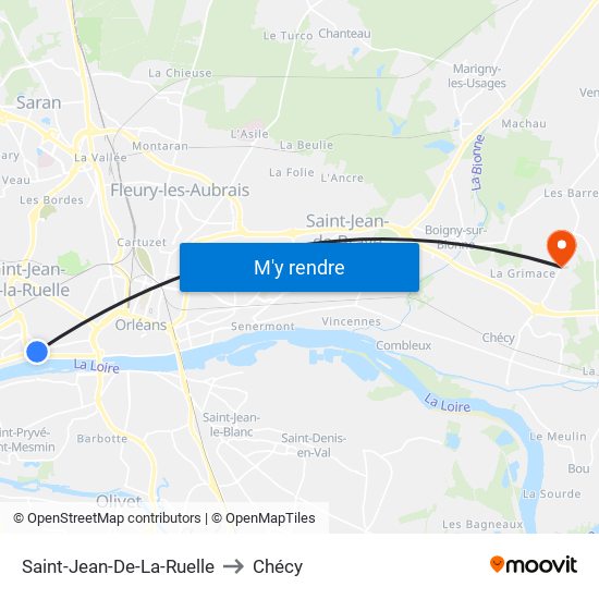 Saint-Jean-De-La-Ruelle to Chécy map