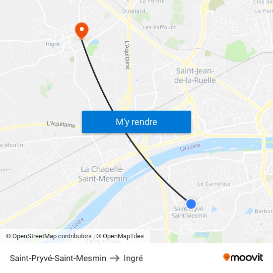 Saint-Pryvé-Saint-Mesmin to Ingré map