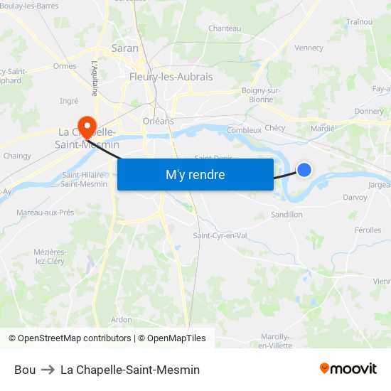 Bou to La Chapelle-Saint-Mesmin map