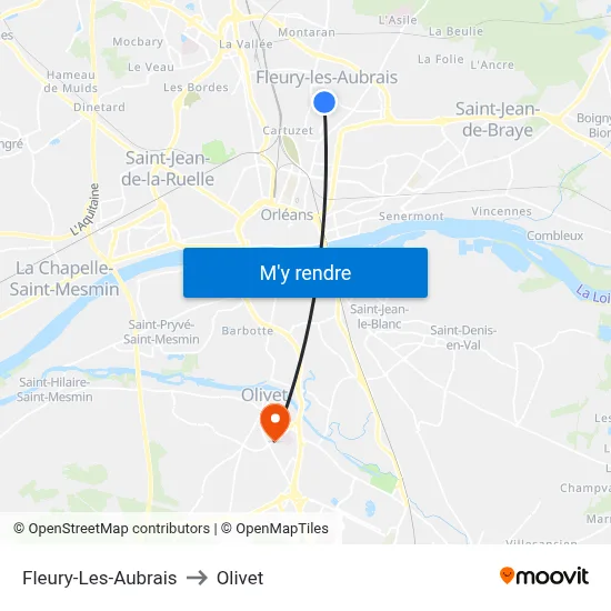 Fleury-Les-Aubrais to Olivet map