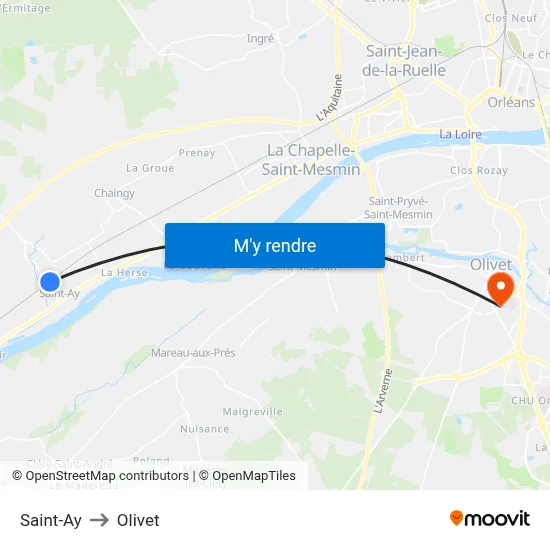 Saint-Ay to Olivet map