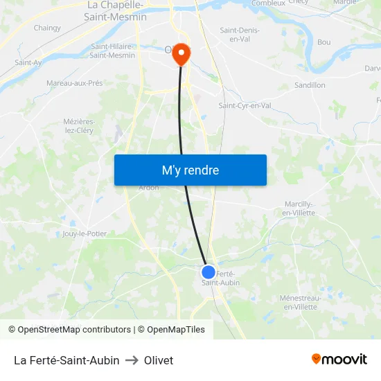 La Ferté-Saint-Aubin to Olivet map