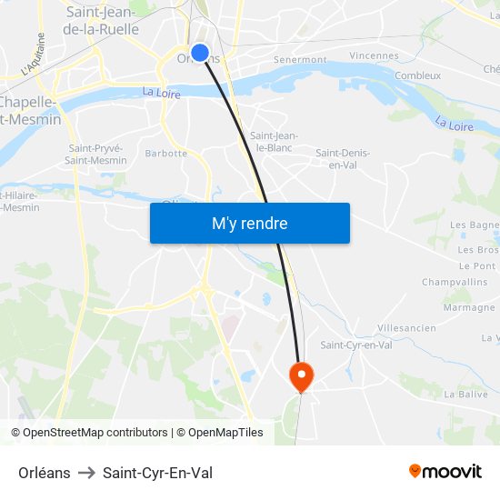 Orléans to Saint-Cyr-En-Val map