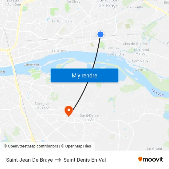 Saint-Jean-De-Braye to Saint-Denis-En-Val map