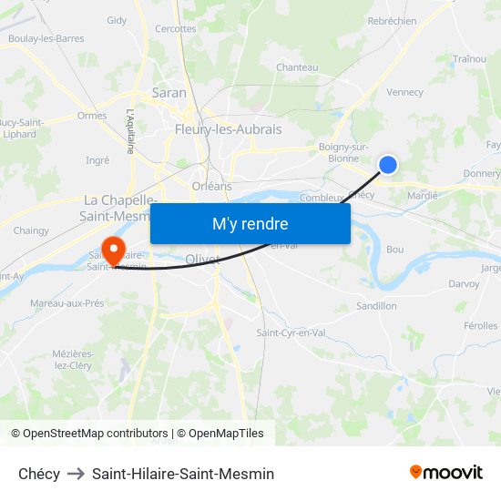 Chécy to Saint-Hilaire-Saint-Mesmin map