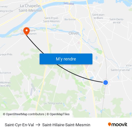 Saint-Cyr-En-Val to Saint-Hilaire-Saint-Mesmin map