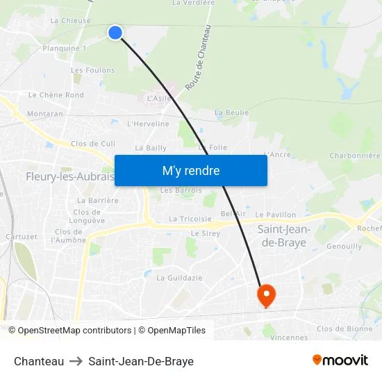 Chanteau to Saint-Jean-De-Braye map