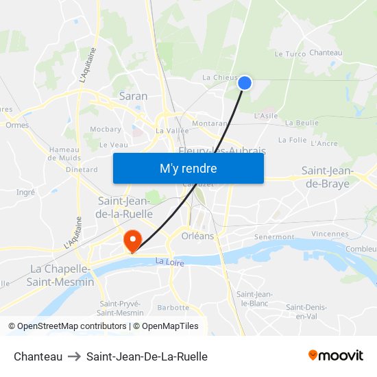 Chanteau to Saint-Jean-De-La-Ruelle map