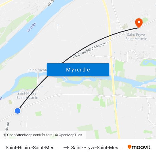 Saint-Hilaire-Saint-Mesmin to Saint-Pryvé-Saint-Mesmin map