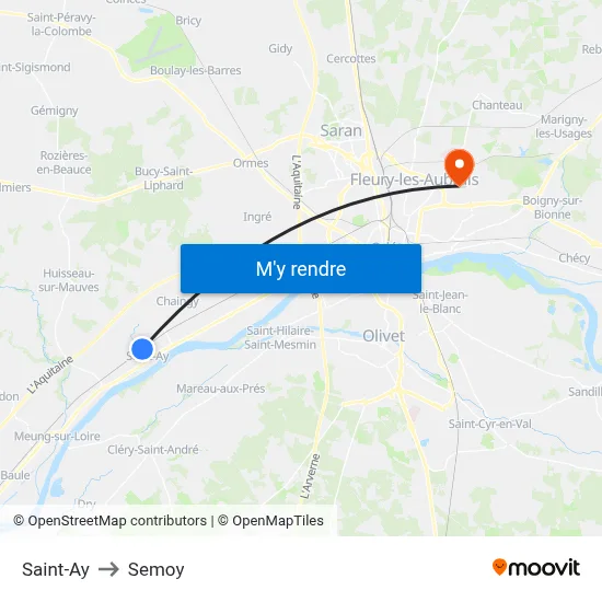 Saint-Ay to Semoy map