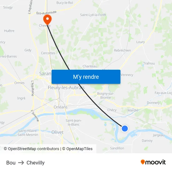 Bou to Chevilly map