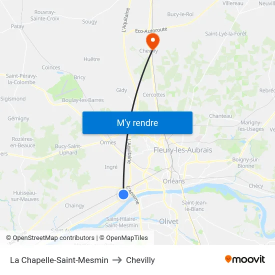 La Chapelle-Saint-Mesmin to Chevilly map