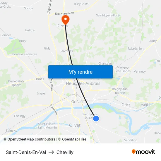 Saint-Denis-En-Val to Chevilly map