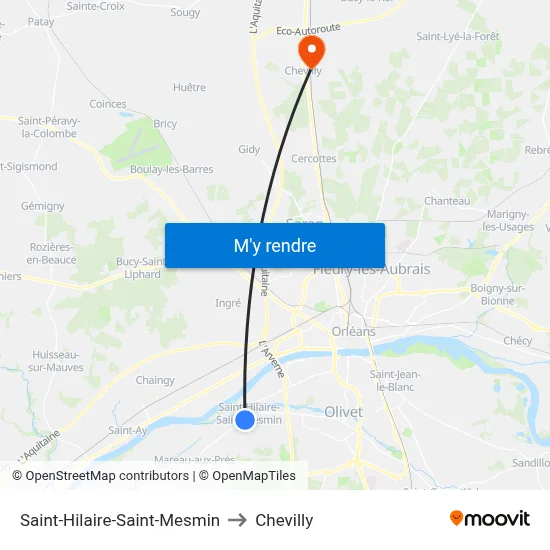Saint-Hilaire-Saint-Mesmin to Chevilly map