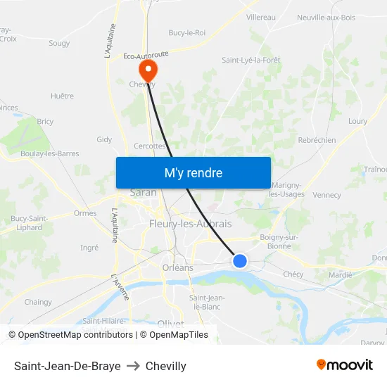 Saint-Jean-De-Braye to Chevilly map