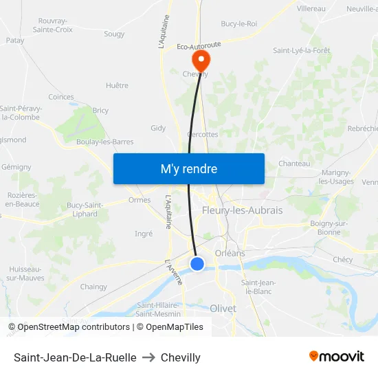 Saint-Jean-De-La-Ruelle to Chevilly map