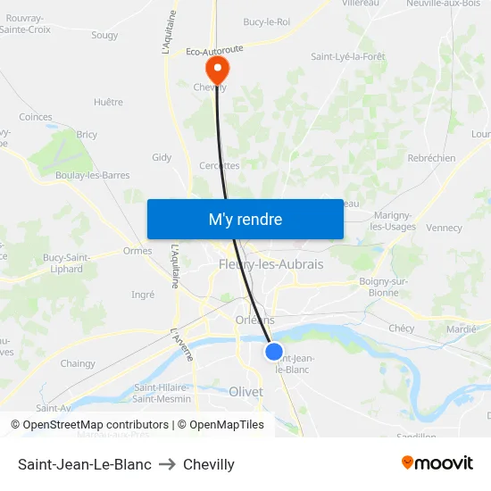 Saint-Jean-Le-Blanc to Chevilly map