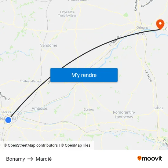 Bonamy to Mardié map