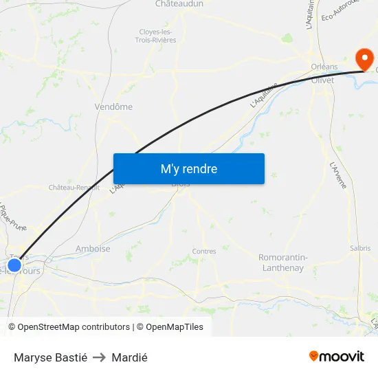 Maryse Bastié to Mardié map
