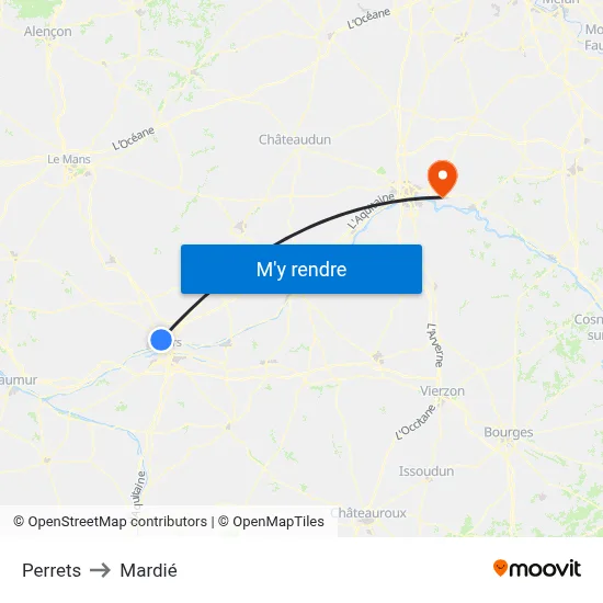 Perrets to Mardié map