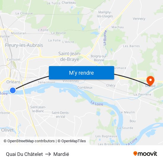 Quai Du Châtelet to Mardié map