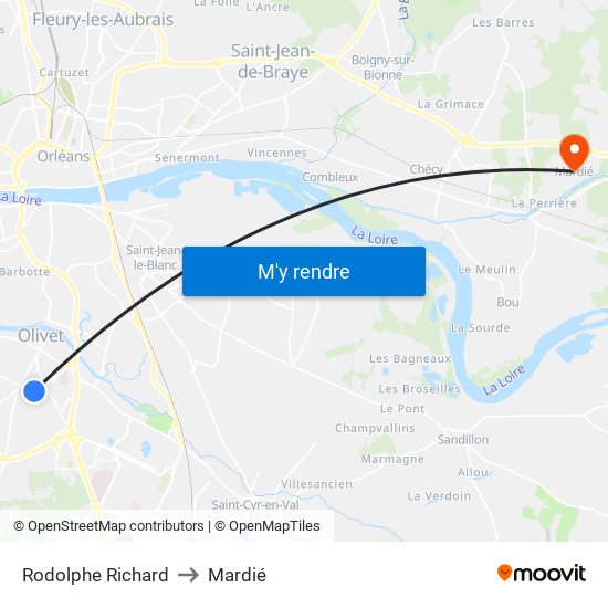 Rodolphe Richard to Mardié map