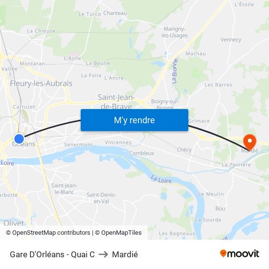Gare D'Orléans - Quai C to Mardié map