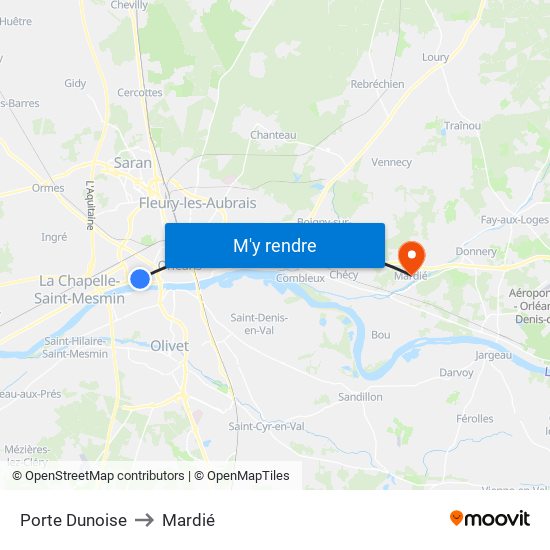 Porte Dunoise to Mardié map