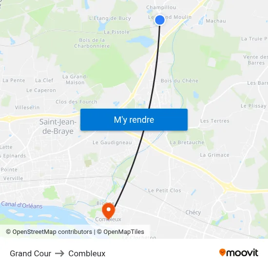 Grand Cour to Combleux map