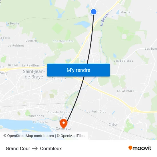 Grand Cour to Combleux map