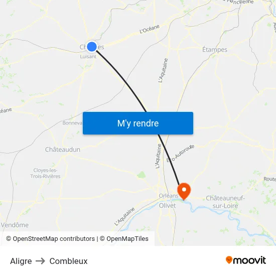 Aligre to Combleux map