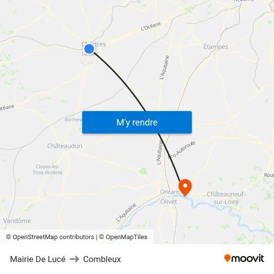 Mairie De Lucé to Combleux map