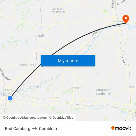 Bad Camberg to Combleux map