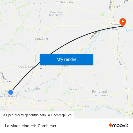 La Madeleine to Combleux map