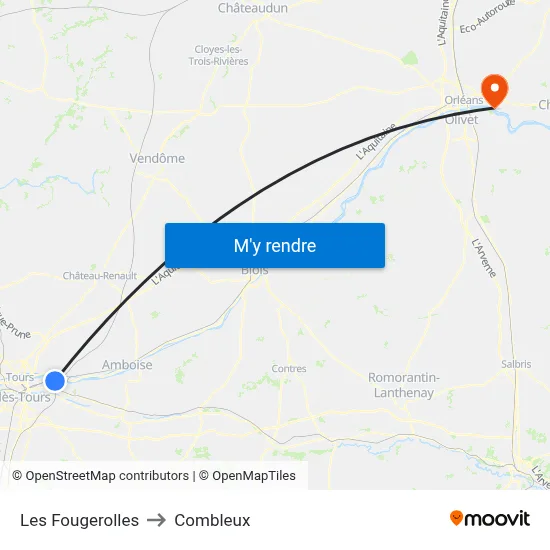 Les Fougerolles to Combleux map