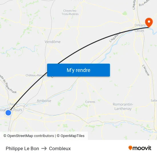 Philippe Le Bon to Combleux map