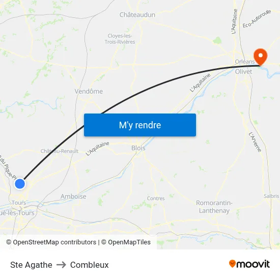 Ste Agathe to Combleux map